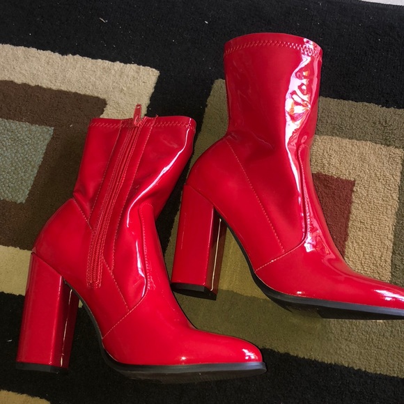 red latex boots
